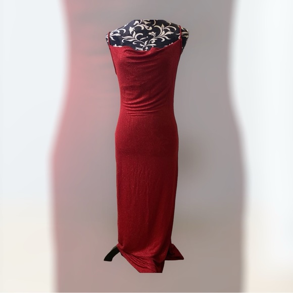 Fashion Nova “Mila Lurex” Maxi Dress Wine Size M - Picture 9 of 15